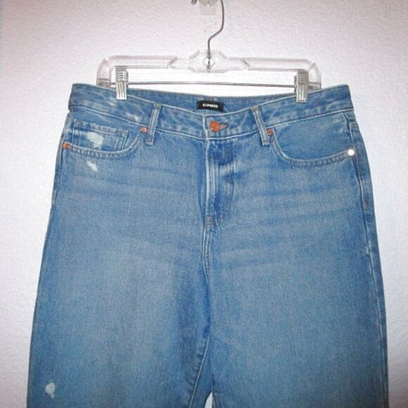 Express 90s Ankle Boot Jeans Size 10 High Rise Ankle Ripped Distressed Denim NEW - Picture 2 of 12